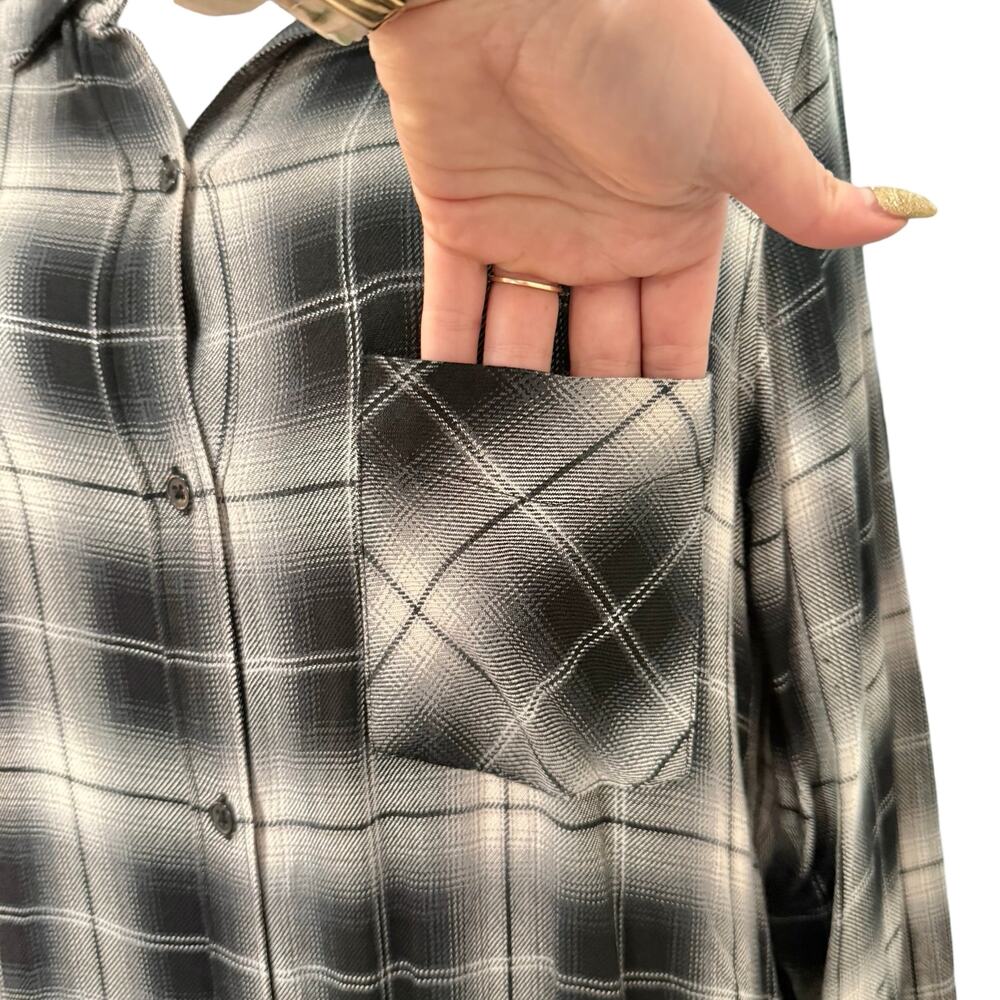 Rails Black White Plaid Button Down Long Sleeve Bianca Soft Shirt Dress size M - Picture 8 of 12